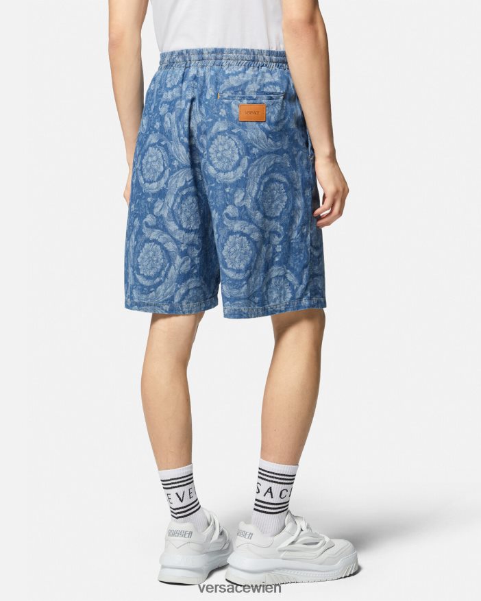 blau  bedruckt Jeansshorts mit Barocco-Silhouette Versace Männer Kleidung 8N4XJD1449