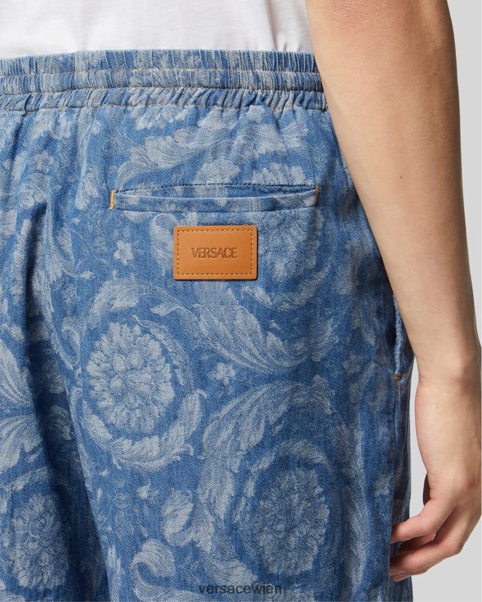 blau  bedruckt Jeansshorts mit Barocco-Silhouette Versace Männer Kleidung 8N4XJD1449