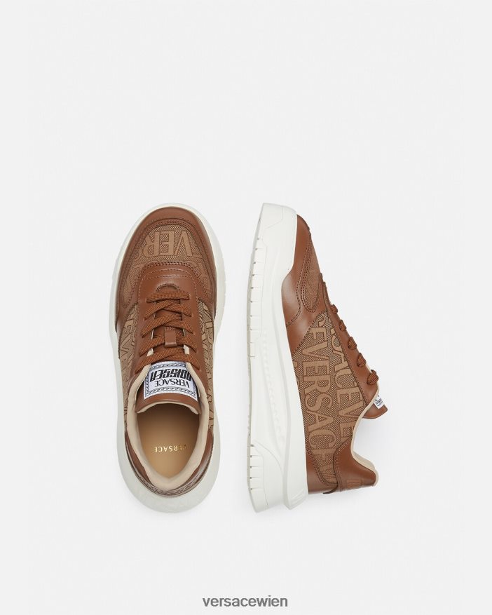 braun Allover-Odissea-Sneaker Versace Männer Schuh 8N4XJD1513