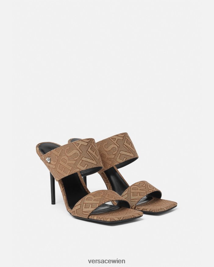 braun Allover-Pantoletten mit hohem Absatz Versace Frauen Schuh 8N4XJD439