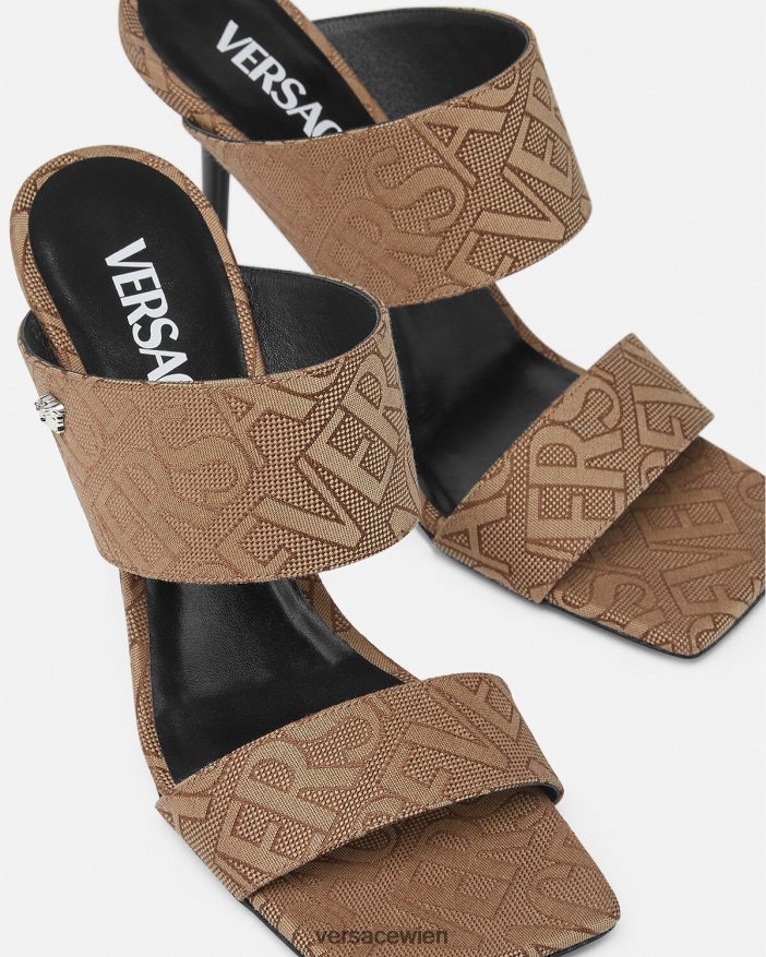 braun Allover-Pantoletten mit hohem Absatz Versace Frauen Schuh 8N4XJD439