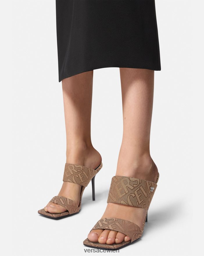 braun Allover-Pantoletten mit hohem Absatz Versace Frauen Schuh 8N4XJD439