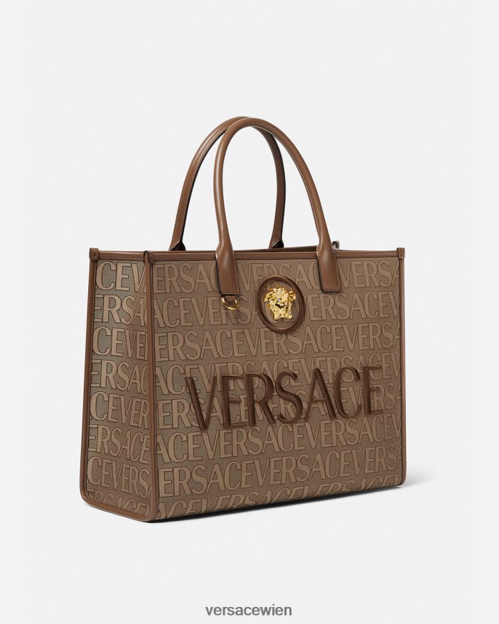 braun Allover-große Einkaufstasche Versace Frauen Taschen 8N4XJD321