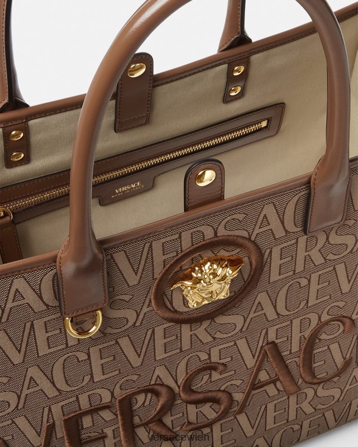 braun Allover-große Einkaufstasche Versace Frauen Taschen 8N4XJD321