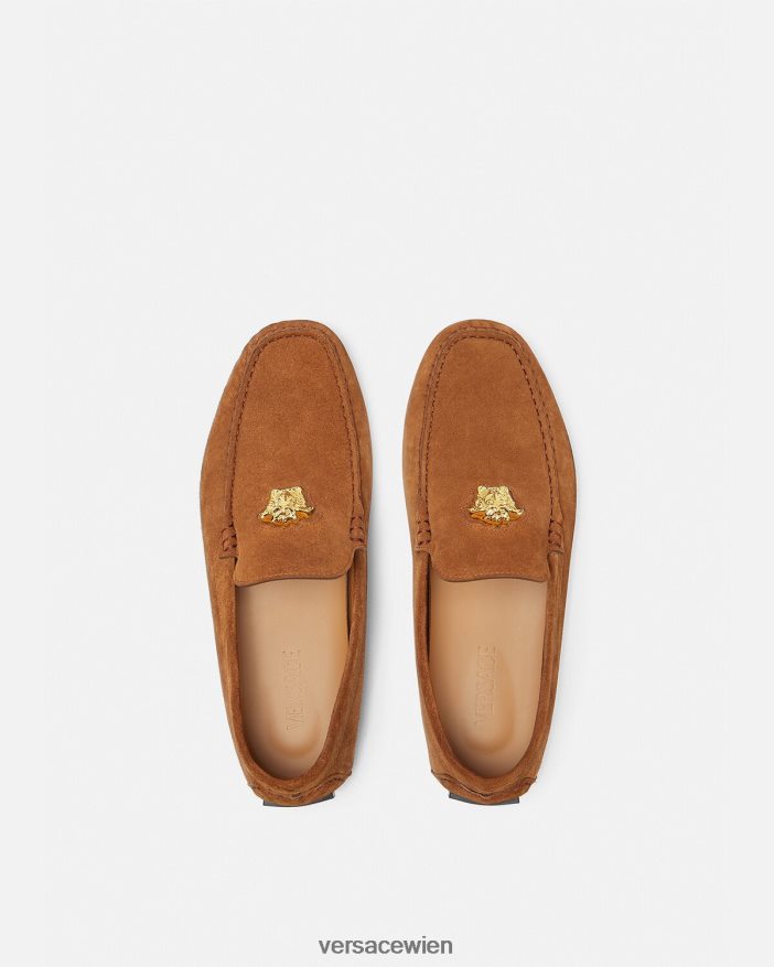 braun La Medusa-Fahrerschuhe aus Wildleder Versace Männer Schuh 8N4XJD1603