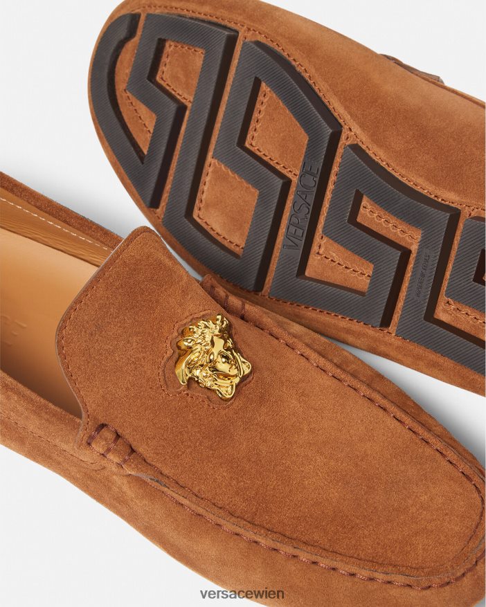 braun La Medusa-Fahrerschuhe aus Wildleder Versace Männer Schuh 8N4XJD1603