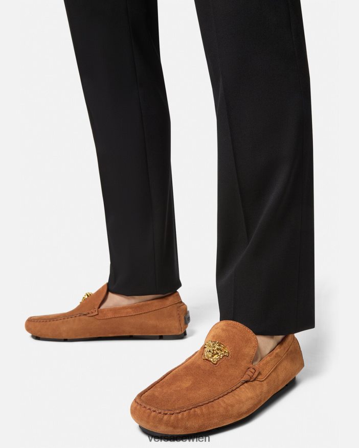 braun La Medusa-Fahrerschuhe aus Wildleder Versace Männer Schuh 8N4XJD1603
