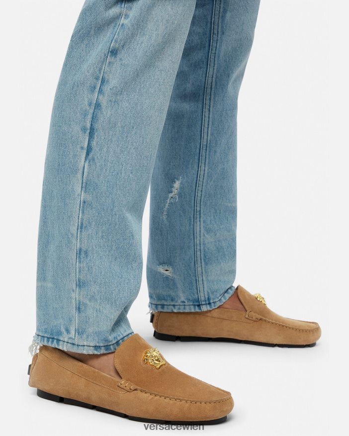 braun La Medusa-Fahrerschuhe aus Wildleder Versace Männer Schuh 8N4XJD1605