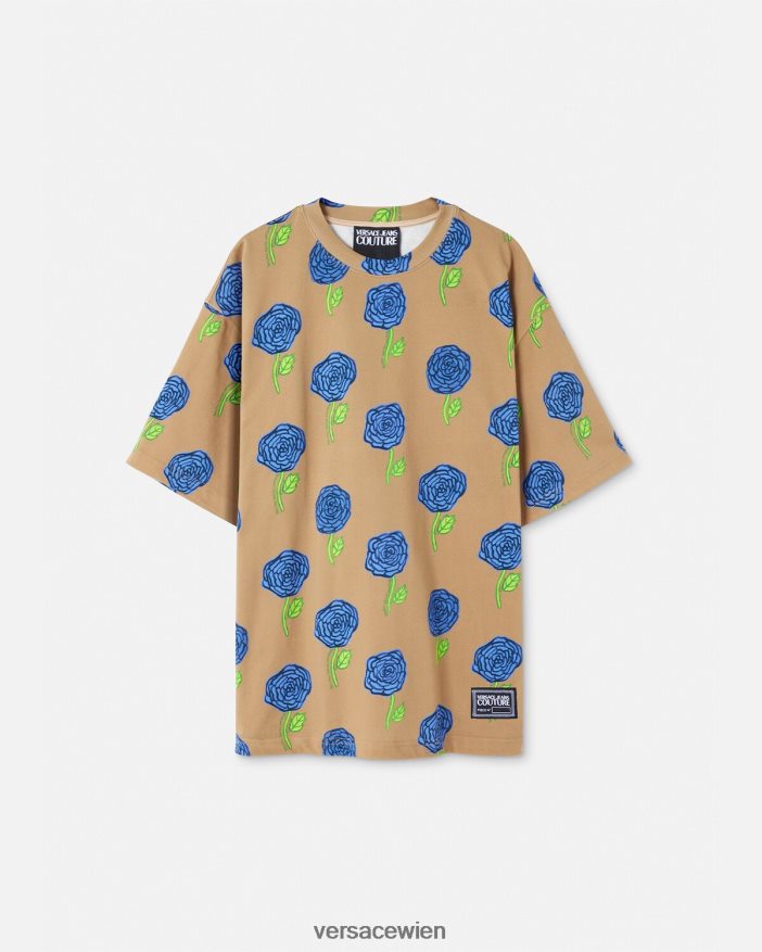 braun Rosen-T-Shirt Versace Männer Kleidung 8N4XJD2371