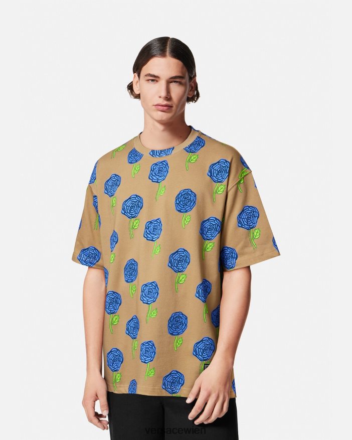 braun Rosen-T-Shirt Versace Männer Kleidung 8N4XJD2371