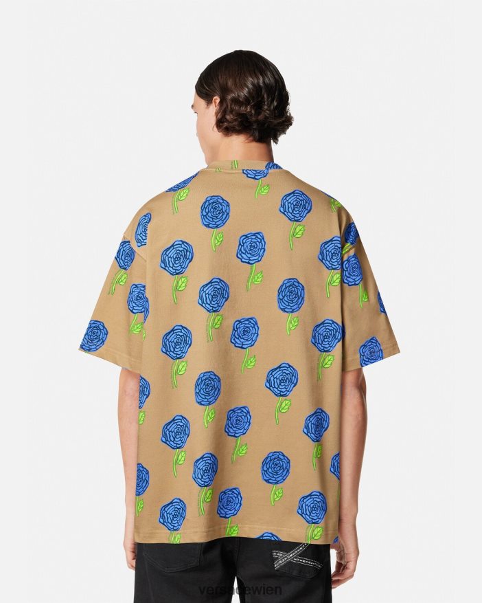 braun Rosen-T-Shirt Versace Männer Kleidung 8N4XJD2371