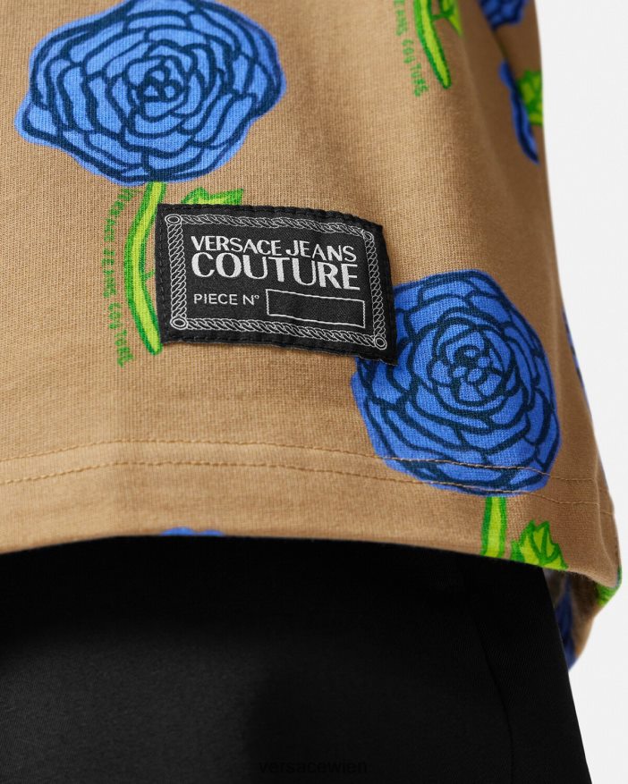 braun Rosen-T-Shirt Versace Männer Kleidung 8N4XJD2371