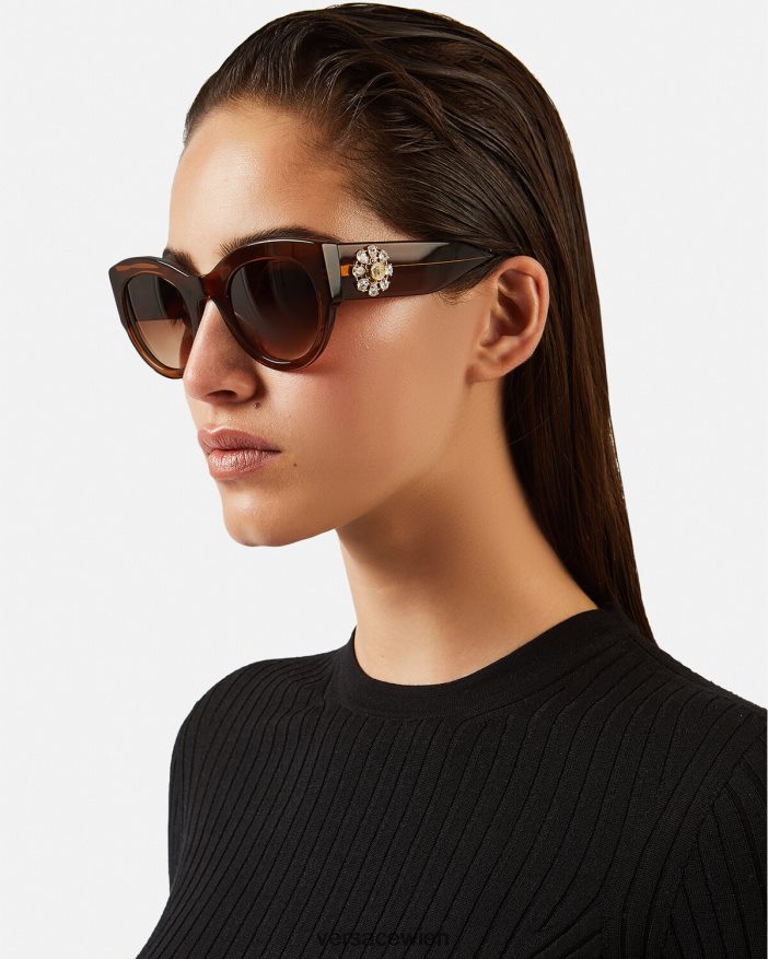 braun Tribute-Juwel-Sonnenbrille Versace Frauen Zubehör 8N4XJD683