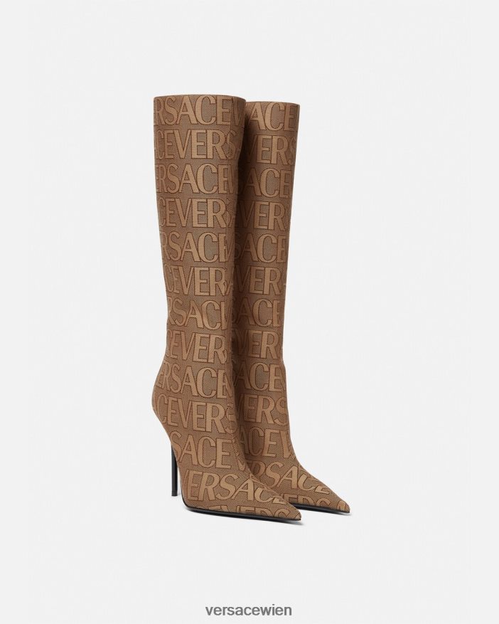braun kniehohe Allover-Stiefel Versace Frauen Schuh 8N4XJD475