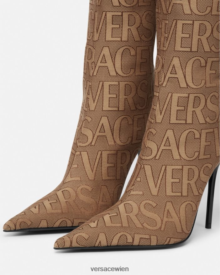 braun kniehohe Allover-Stiefel Versace Frauen Schuh 8N4XJD475