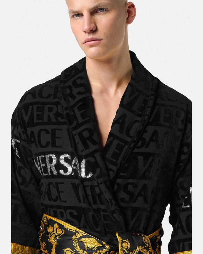 drucken Allover-Bademantel mit Kristallen Versace Frauen Unterwäsche und Strandbekleidung 8N4XJD1085