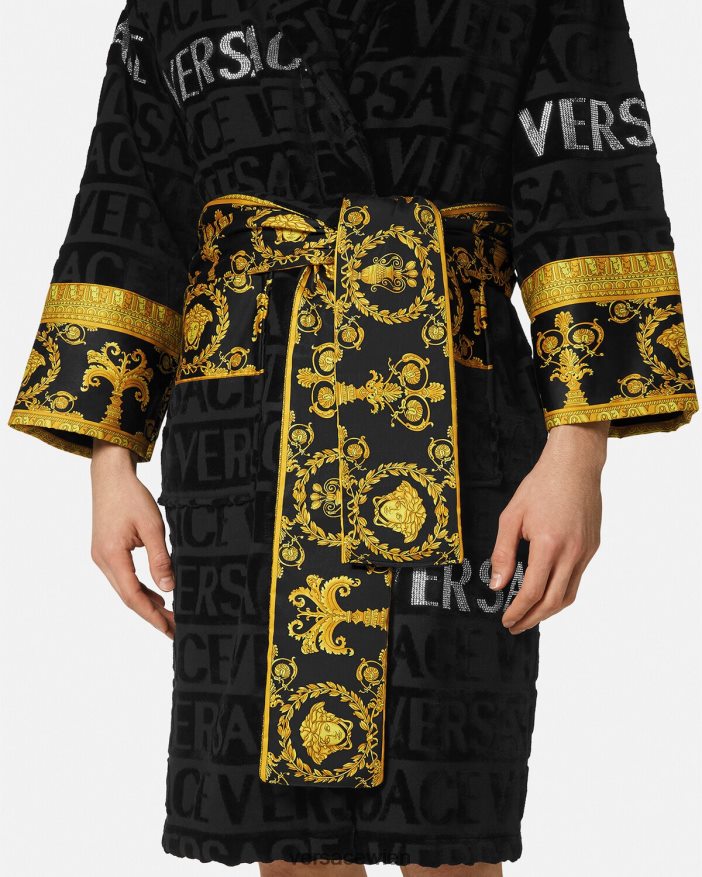 drucken Allover-Bademantel mit Kristallen Versace Frauen Unterwäsche und Strandbekleidung 8N4XJD1085