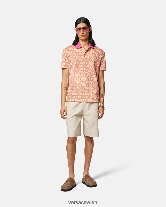 drucken Allover-Kurzarm-Polo Versace Männer Kleidung 8N4XJD1356