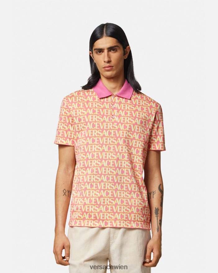 drucken Allover-Kurzarm-Polo Versace Männer Kleidung 8N4XJD1356
