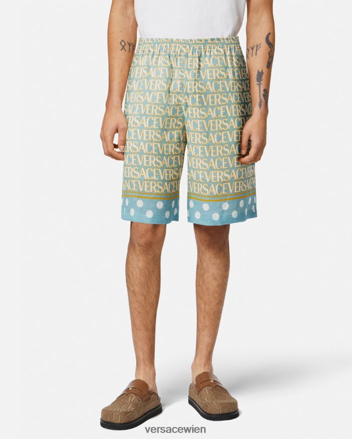 drucken Allover-Leinen-Shorts Versace Männer Kleidung 8N4XJD1439