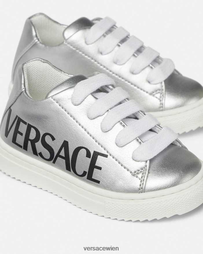 drucken Baby-Sneaker mit Logo in Metallic-Optik Versace Kinder Schuh 8N4XJD1875