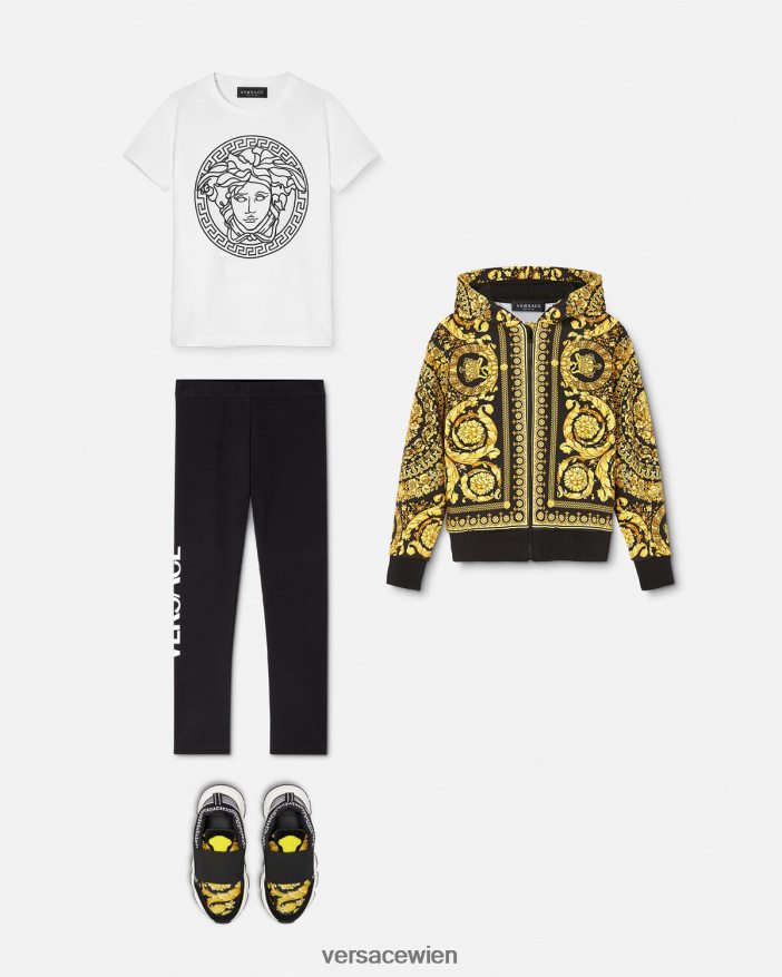 drucken Barocco-Kapuzenpullover mit Reißverschluss Versace Kinder Kleidung 8N4XJD1982