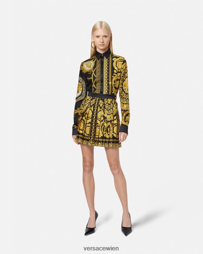 drucken Faltenrock im Barockstil Versace Frauen Kleidung 8N4XJD169
