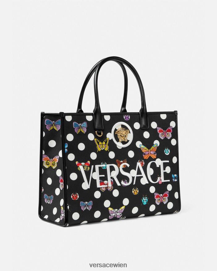 drucken Große Einkaufstasche mit Schmetterlingen Versace Frauen Taschen 8N4XJD300