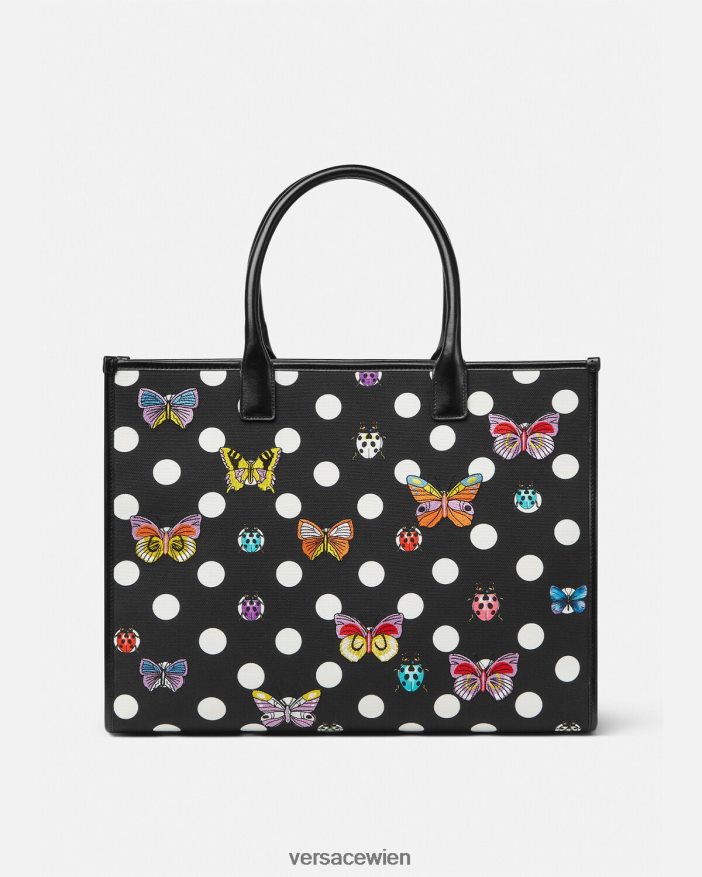 drucken Große Einkaufstasche mit Schmetterlingen Versace Frauen Taschen 8N4XJD300