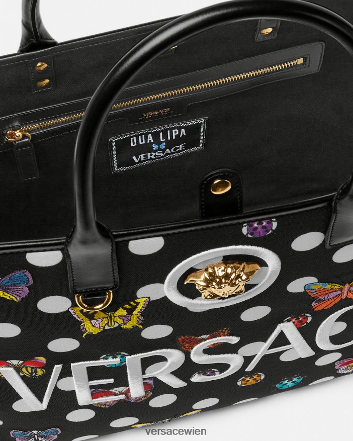 drucken Große Einkaufstasche mit Schmetterlingen Versace Frauen Taschen 8N4XJD300