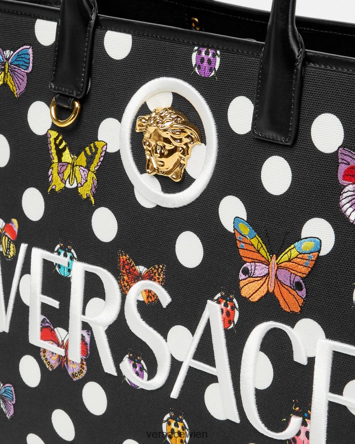 drucken Große Einkaufstasche mit Schmetterlingen Versace Frauen Taschen 8N4XJD300