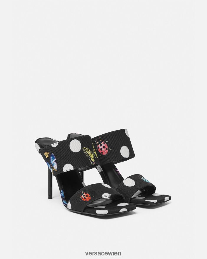 drucken High-Heel-Pantoletten aus Canvas mit Schmetterlingen Versace Frauen Schuh 8N4XJD431