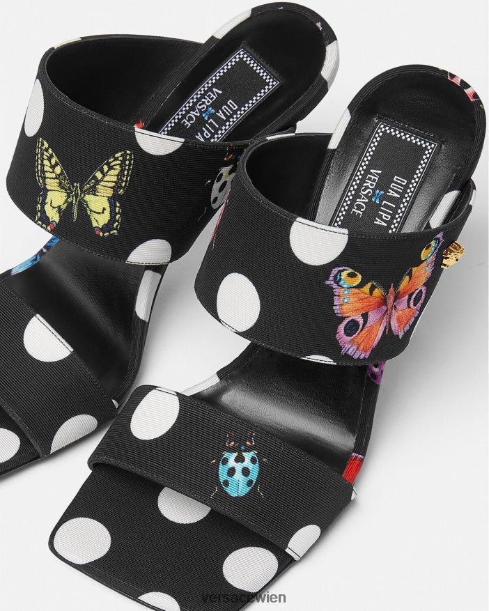 drucken High-Heel-Pantoletten aus Canvas mit Schmetterlingen Versace Frauen Schuh 8N4XJD431
