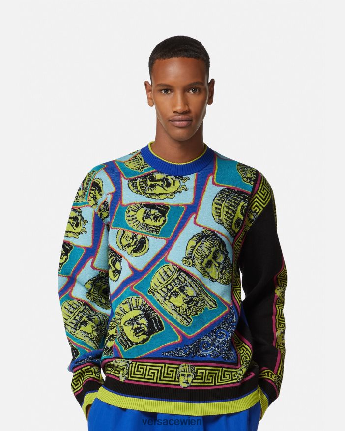 drucken Jacquard-Pullover von Le Maschere Versace Männer Kleidung 8N4XJD1335