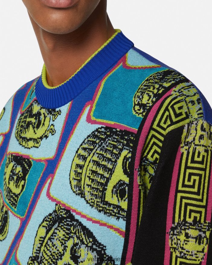 drucken Jacquard-Pullover von Le Maschere Versace Männer Kleidung 8N4XJD1335