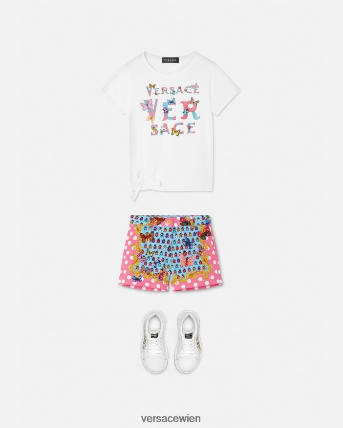 drucken Jeansshorts mit Schmetterlingen Versace Kinder Kleidung 8N4XJD1943