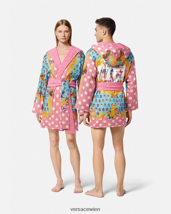 drucken Kurzer Bademantel mit Schmetterlingen Versace Frauen Unterwäsche und Strandbekleidung 8N4XJD1080