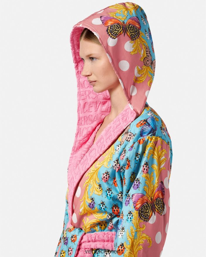 drucken Kurzer Bademantel mit Schmetterlingen Versace Frauen Unterwäsche und Strandbekleidung 8N4XJD1080