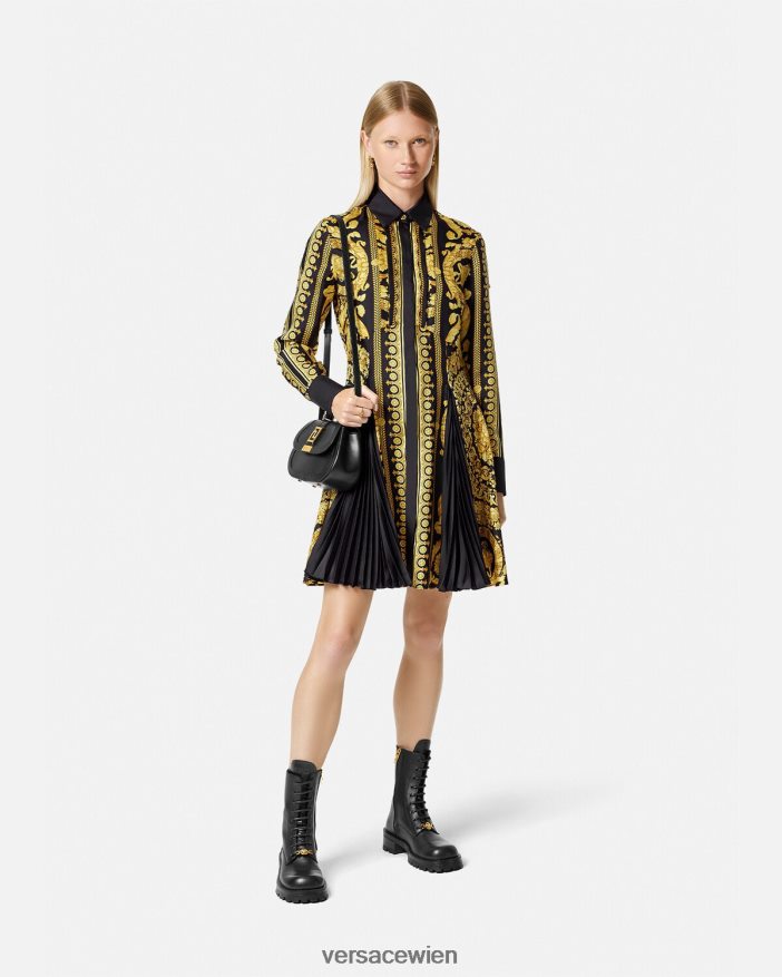 drucken Midi-Hemdkleid aus Barocco-Seide Versace Frauen Kleidung 8N4XJD34