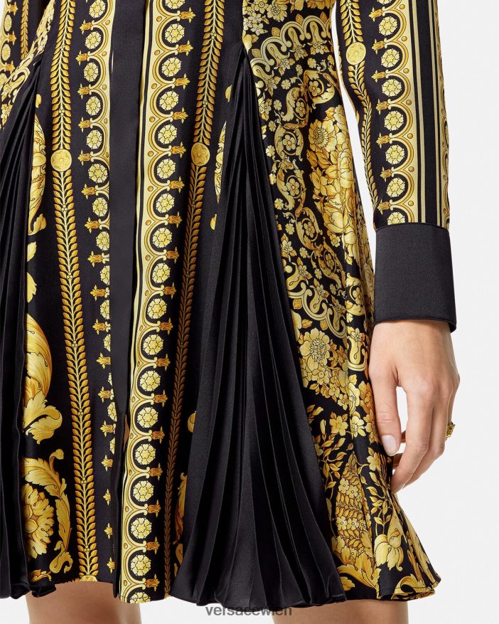 drucken Midi-Hemdkleid aus Barocco-Seide Versace Frauen Kleidung 8N4XJD34