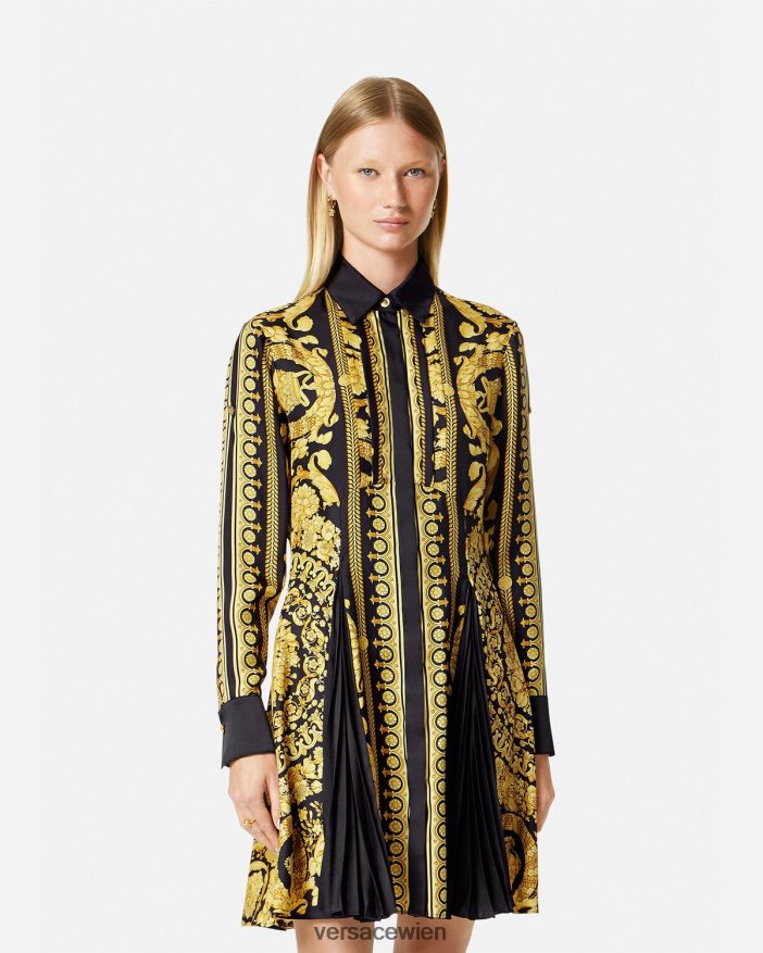 drucken Midi-Hemdkleid aus Barocco-Seide Versace Frauen Kleidung 8N4XJD34