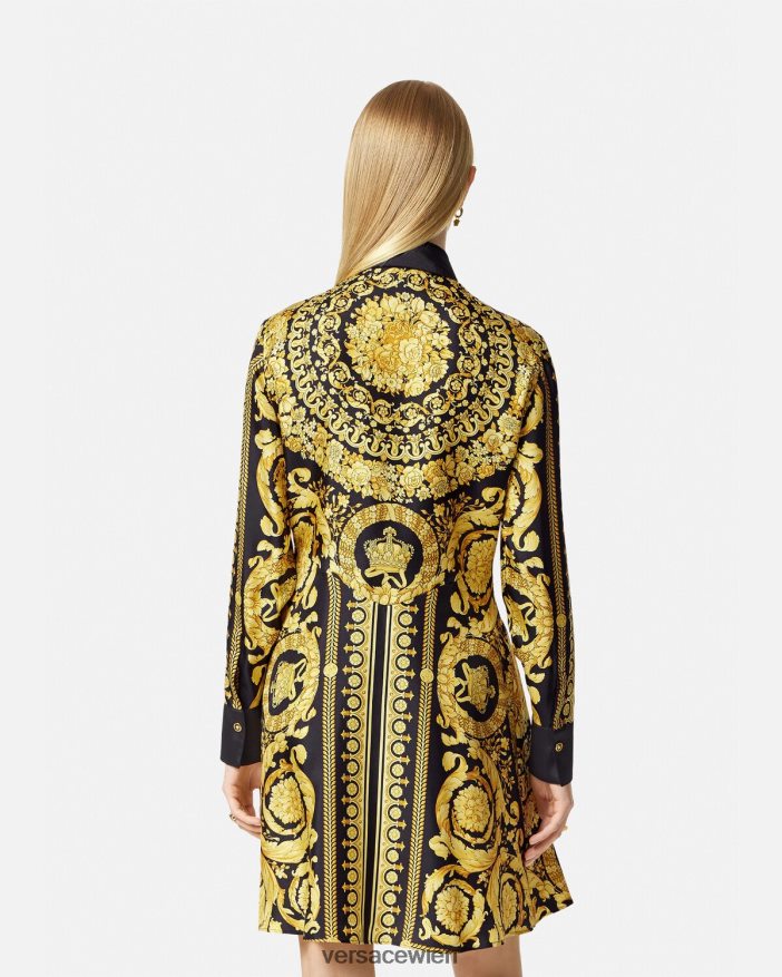 drucken Midi-Hemdkleid aus Barocco-Seide Versace Frauen Kleidung 8N4XJD34