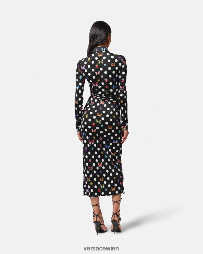 drucken Midi-Hemdkleid mit Schmetterlingen und Medusa \95 Versace Frauen Kleidung 8N4XJD4