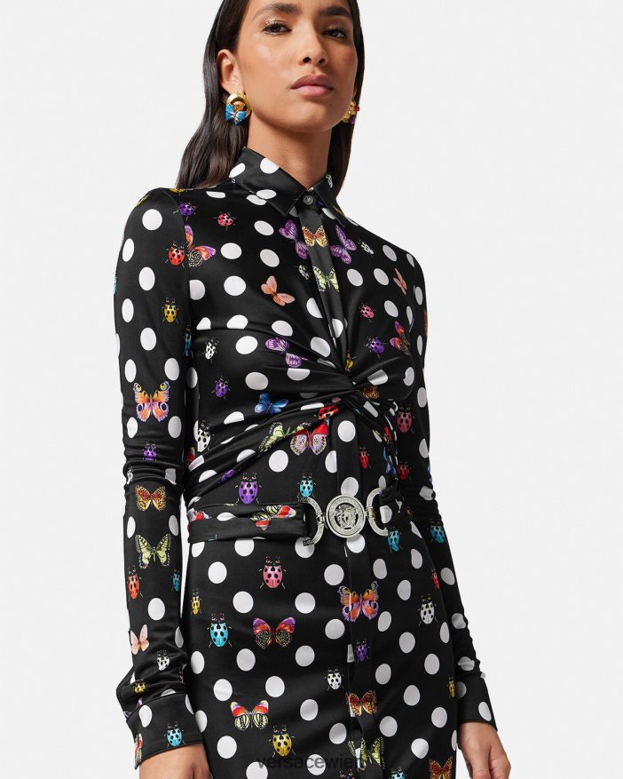 drucken Midi-Hemdkleid mit Schmetterlingen und Medusa \95 Versace Frauen Kleidung 8N4XJD4
