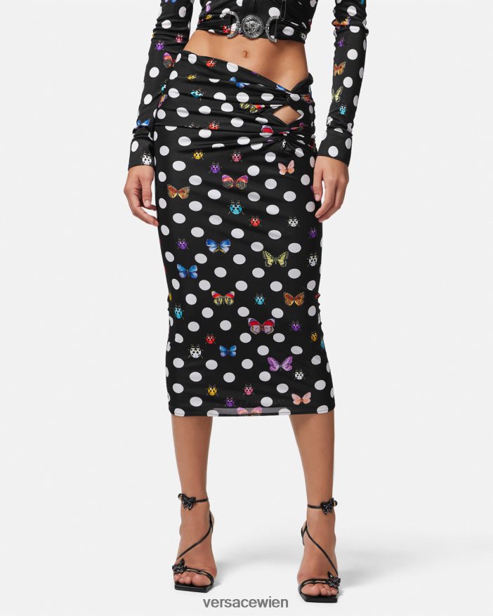 drucken Midirock mit Schmetterlingsknoten Versace Frauen Kleidung 8N4XJD158