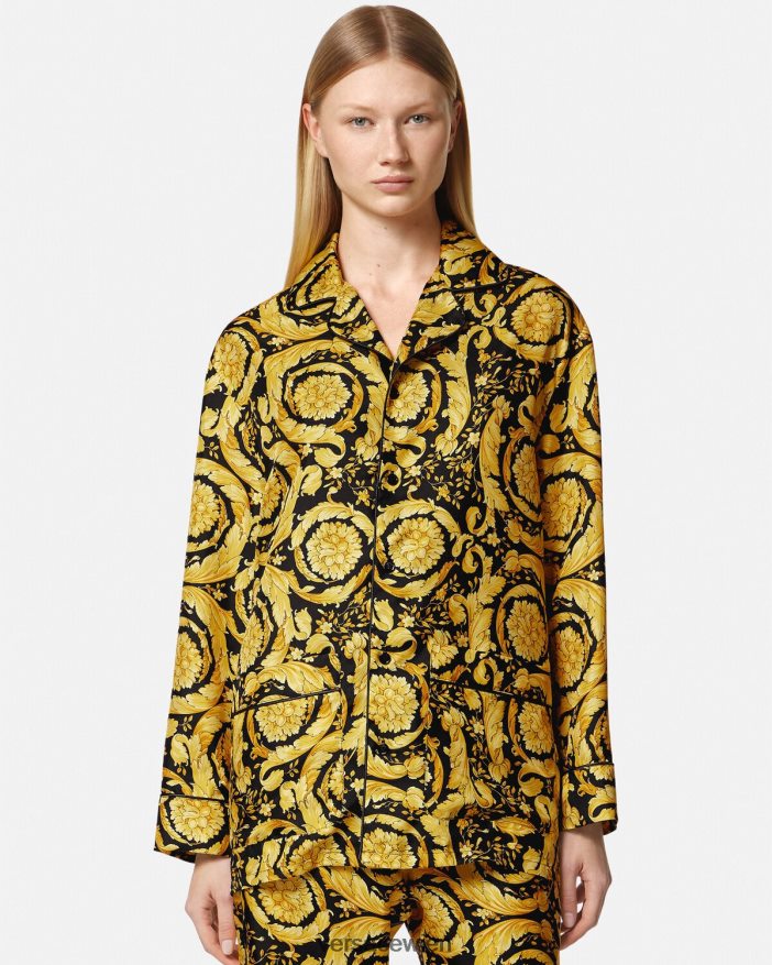 drucken Pyjama-Hemd aus Seide mit Barocco-Print Versace Frauen Unterwäsche und Strandbekleidung 8N4XJD1027