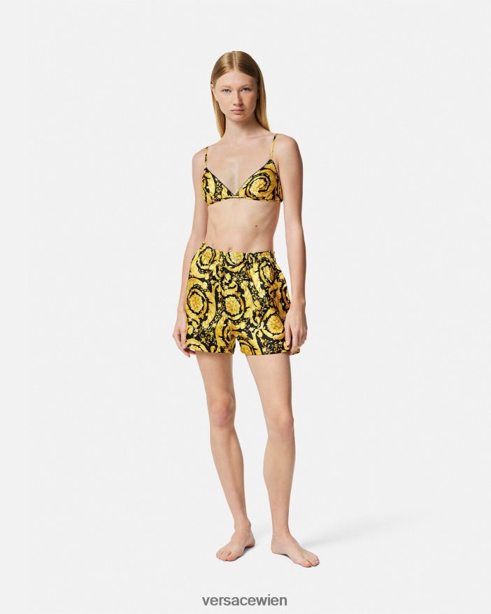 drucken Pyjama-Shorts aus Seide mit Barocco-Print Versace Frauen Unterwäsche und Strandbekleidung 8N4XJD1030