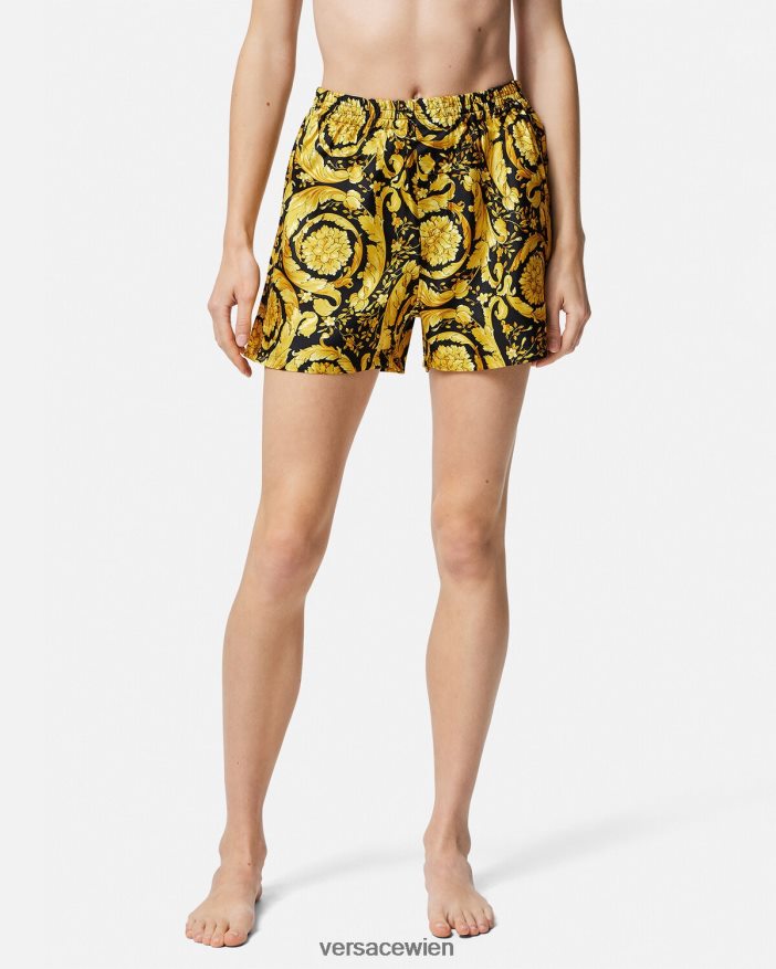 drucken Pyjama-Shorts aus Seide mit Barocco-Print Versace Frauen Unterwäsche und Strandbekleidung 8N4XJD1030