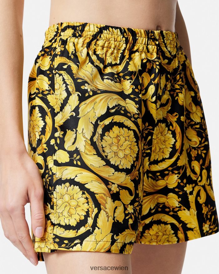 drucken Pyjama-Shorts aus Seide mit Barocco-Print Versace Frauen Unterwäsche und Strandbekleidung 8N4XJD1030