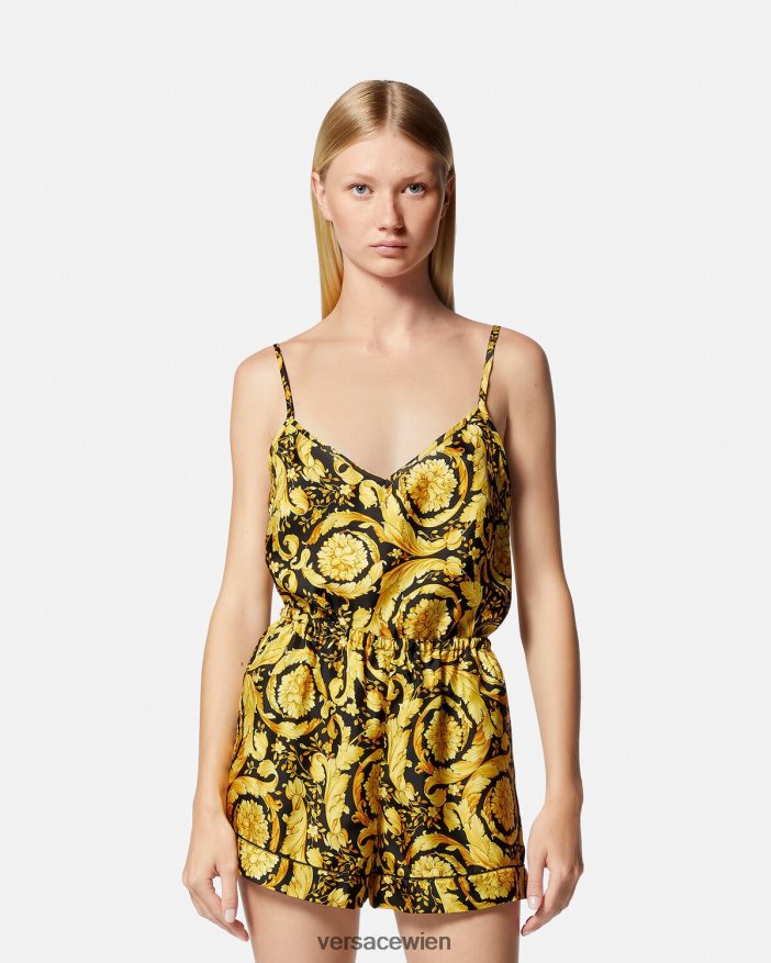 drucken Pyjama-Shorts aus Seide mit Barocco-Print Versace Frauen Unterwäsche und Strandbekleidung 8N4XJD1031